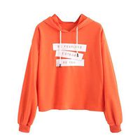 HNTDG Womens Casual Hooded Solid Long Sleeve Letter Printed Pullover Hoodie Fashion Hoodies Orange