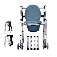 Bathroom Wheelchairs RRH Bedside Commodes Adjustable Height Walking Frame Lightweight Folding Walker 4 Wheels Aluminium Rollator Mobile Toilet Commode Chair