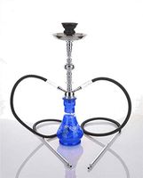 2 hose 21" Hummus Blue Hookah Shisha Nargila water glass vase pipes smoke sale