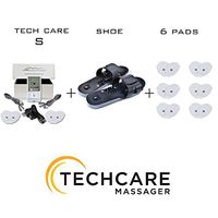 TechCare S Tens Massager Unit Electric Massager Set With 6 Extra Pads + Reflexology Shoes Pain Relief Therapy Back Shoulder Neck Pain, Arthritis, Bursitis, Tendonitis, Sciatica