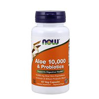 NOW Supplements, Aloe 10,000 & Probiotics with 10-Strain (5 Billion) Probiotic Blend, 60 Veg Capsules