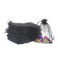 Lautechco 100Pcs Organza Bags 7x9 inches Black Organza Gift Bags Small Mesh Bags Drawstring Gift Bags Christmas Drawstring Organza Gift Bags (7x9 inches Black)