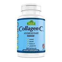 Premium Collagen Hydrolysate By Alfa Vitamins - Anti-Aging Nutritional Supplement Rich In Vitamin C - Skin, Nails & Hair Rejuvenation - Supports Bone & Muscle Health - Made In USA - 200 Capsules