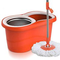 Broom and Dustpan With Long Handle Telescopic Upri Microfibre Space Saving Extendable Handle Mopping Artifact Dual Drive Stainless Steel Disc Spinning Mop Hardwood Floor Living Room Bathroom Clean Too