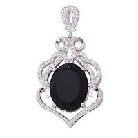 Black Onyx Zircon Silver Hot Sell for Women Jewelry Gems Pendant 1 1/2 ND421