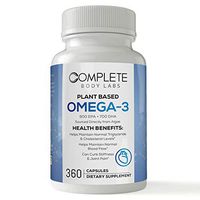 Plant Based Omega-3 2000mg, 900 EPA & 700 DHA Sources Directly from Algae, Encapsulated Powder, Complete Body Labs (360 Capsules)