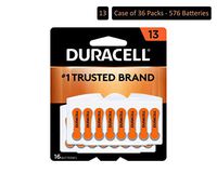 Duracell - Hearing Aid Batteries Size 13 (Orange) - Long Lasting Battery with EasyTab for Ease of Installation - 16 Count (Pack of 36)
