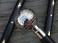 Solid Brass Vintage Globe Designer Handle Nautical Walking Cane Wooden Stick