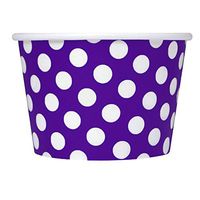 [1,000 Count] Purple Paper Ice Cream Cups - 8 oz Polka Dotty Dessert Bowls Perfect For Yummy Treats! Frozen Dessert Supplies