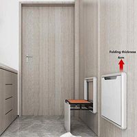 JGWJJ Change Shoe Bench - Change Shoes Stool Home Folding Wall Stool Wall Hanging Bathroom Stool Thickening Durable Wall-Mounted Aisle for Shoes Bench (Color : Silver)