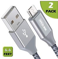 Micro USB Cable Android, BrexLink Micro USB to USB 2.0 Cable (2-Pack, 6.6 Feet) Nylon Braided Sync and Fast Charging Cable for Samsung, Kindle, Android Smartphones, Galaxy S7 Edge, Moto G5, PS4 (Grey)