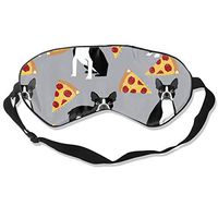 Contoured Sleep Mask, Grey Boston Terrier Dog Pizza Blackout Eye Mask for Sleeping with Adjustable Strap, Soft Night Blindfold for Women Men, Eye Shades for Travel/Naps- 1 Pack