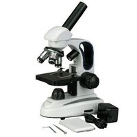 AmScope M158-2L Cordless Compound Monocular Microscope, WF10x Eyepiece, 40x-400x Magnification, Upper and Lower LED Illumination with Rheostat, Brightfield, Single-Lens Condenser, Coaxial Coarse and Fine Focus, Plain Stage, 110V or Battery-Powered