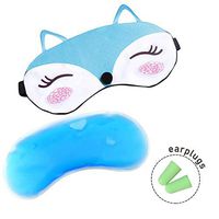 WITERY Cute Cartoon Fox Sleeping Eye Mask w/Cold Gel Pad and Free Ear Plugs Blindfold Eyeshade for Men Women and Kids Travel Sleeping Shift Work Meditation