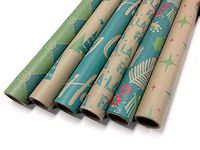 Note Card Cafe Bella Kraft Christmas Wrapping Paper | 18 Pack | 30 x 120 inch Rolls | Modern, Minimalist Designs | Holidays, Christmas, Gifts, Presents, Exchanges, Showers | Recyclable, Biodegradable