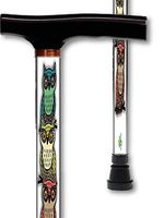 Walking Cane T Handle Derby Aluminum Adjustable with Owl Pattern Men or Women