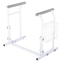 AW Stand Alone Toilet Safety Frame Rail Bar 375lbs Padded Handrails with Magazine Rack Assist for Elderly Handicap