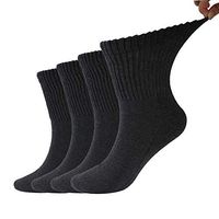 Dsource Mens Womens Non Binding Circulation Extra Stretchy Wide Kintting Toe Diabetic Socks 4 Pairs Dark Grey Quarter XXL/XXXL