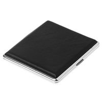 GaoCold Pocket Cigarette Storage Case, Leather Metal Flip Open Tobacco Box