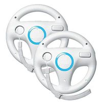 Beastron Mario Kart Racing Wheel Compatible with Nintendo Wii, 2 Sets White Color Bundle