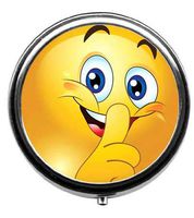 Qien BaiSei Naughty Smile Pattern Pill Box/Pill Case-Round Pill Box/Case- Three-Compartment Pill Box/Pill Case