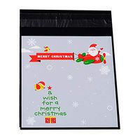 PH PandaHall 1 Bag Christmas Sealing Cellophane Bags Flat Cello Wrap Flap Resealable Bags Cellophane Favor Red Treat Gift Bags for Christmas Candy Cookie Bakery Jewelry Retail Party Gifts 11x9.9cm