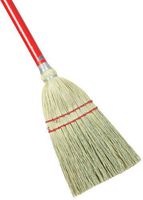 Zephyr 36003 Broomcorn Fiber Lobby Broom with Plastic Handle, 32" Overall Length, Size 6, Red(Case of 12)