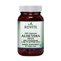 Kovite Aloe Vera Plus - 60 Veggie Caps - Kosher 200:1 Extract. Kosher Organic Dried Aloe Vera Gel, Marshmallow Root, Slippery Elm