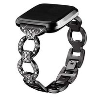 Lyperkin Compatible with Fitbit Versa/Versa Lite Bands, Luxury Alloy Crystal Stainless Steel Strap Bracelet Replacement Wristband Accessories Compatible with Fitbit Versa/Versa Lite Smart Watch S-25