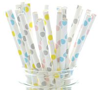 Wedding Polka Dot Straws, Paper Drinking Straws, Birthday Party Pastel Straws, Biodegradable Straws, 25 Pack - Pastel Polka Dot Straws