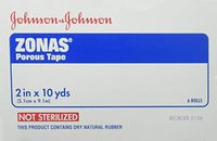 Johnson & Johnson First-Aid Zonas Tape, Porous, 2" x 10 Yards, 6 Rolls
