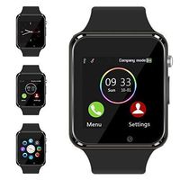 Qidoou Smart Watch Fitness Tracker Compatible Android iPhone iOS, Call Message Sync Touch Screen Step Calorie Sleep Sedentary Monitor Waterproof Music with SIM SD Slots for Men Women Kids(Black)