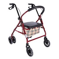 Rolling Walkers Shopping Trolley Old Man Trolley Car Multi-Function Scooter Can Take A Folding Wheelchair Folding Four Wheeler Gift Can Bear 150 Kg (Color : Red, Size : 796282-91cm)