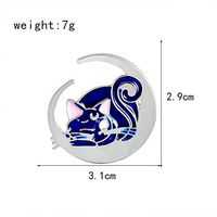 Lovely Moon Blue Cat Pattern Enamel Brooch Pin Badge Fashion Jewelry Kid Gift Daily Novelty Creation Girls Woman Girl Jewerly Design Style Womans Women