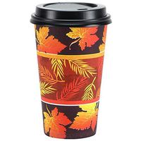 Party Dimensions Nicole 16 Count Hot/Cold Cup with Lid, Harvest Glow, 16-Ounce, Orange