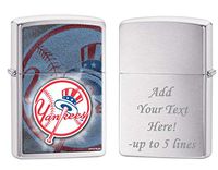 Zippo Personalized Message Engraved on Backside New York NY Baseball Yankees MLB Windproof Brush Style Lighter