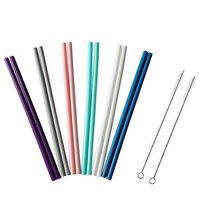 COMOOO Reusable Straws Silicone Drinking Straws Smoothie Straws With Cleaning Brushes BPA Free For Yeti/Ozark/Rtic/Tervis 20/30oz Tumblers (12 PCS-A)