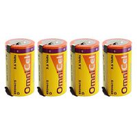 4x OmniCel ER34615 3.6 Volt 19 Ah D High Energy Lithium Battery with Tabs For Signal lamp, Computer RAM, CMOS Circuit memory, Radiocommunication, Earthquake tester, Numerical Control Tool, Taximeter