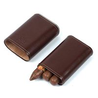 Smoking Set/Cigar Humidor Cigarette Case Cigar Tube Portable Travel Bag Cigar Humidor Cedar Wood Lined Moisturizing Tube Leather Surface Aluminum Bottom Can Accommodate 3 Cigar Men's Gift Box Black