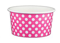 Black Cat Avenue Paper Ice Cream Cups, Polka Dot, Pink, 6 Ounce, 50 Count