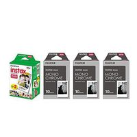 Fujifilm Instax Mini Instant Film 4-PACK BUNDLE SET , Twin Pack ( 20 ) + 3-SET Monochrome ( 30 ) for Mini 90 8 70 7s 50s 25 300 Camera SP-1 Printer