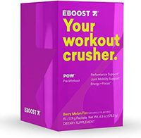 Eboost Natural |Strength Gain| Non-GMO| Fat Burner | Energy Increasing| No Chemical | Pow Pre-Workout Powder Tub- Berry Melon Fizz (6.3 oz)