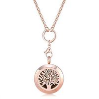 Mesinya Rose Gold Color 316L S.Steel Essential Oils Aromatherapy Diffuser Locket Necklace (Tree of Life (1''))