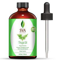 SVA Organics Thuja Essential Oil 4 Oz 100% Pure Natural Undiluted Premium Therapeutic Grade Oil for Aromatherapy, Diffuser, Hair Care, Skin Care, Glowing Skin