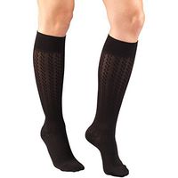 Truform Compression Socks, 15-20 mmHg, Women's Dress Socks, Knee High Over Calf Length, Black Cable Knit, Medium