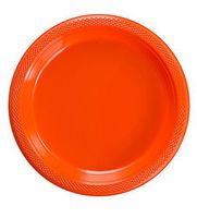 Exquisite Plastic Dessert/Salad Plates - Solid Color Disposable Plates - 100 Count (9 Inch, Orange)