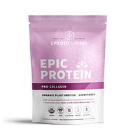 Sprout Living Epic Protein Powder, Pro Collagen, Organic Plant Protein, Gluten Free, No Additives, 15 Grams Protein, Plant-Based Collagen Booster (0.8 Pound,13 Servings)