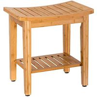 LordBee Lightweight → Compact 18" Bamboo → Shower Seat → Bench with Storage Shelf Natural Bathroom Home Hotel Motel Curving Seat → Garden → Living Room