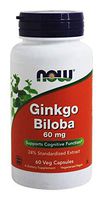 Ginkgo Biloba 60mg 24% Extract Now Foods 60 Caps