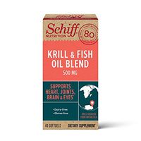 Omega-3 Fish Oil + High Absorption Antarctic Krill Oil Blend 500mg Softgels, Schiff (40 count in a bottle), High Concentration Fish Oil & High Absorption Krill Oil Supplement